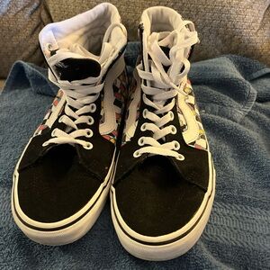 Vans Black and White High-Tops with Colorful Accents